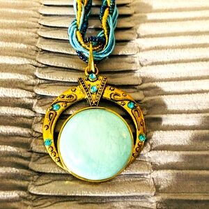 Blue Bohemian Pendant Necklace.